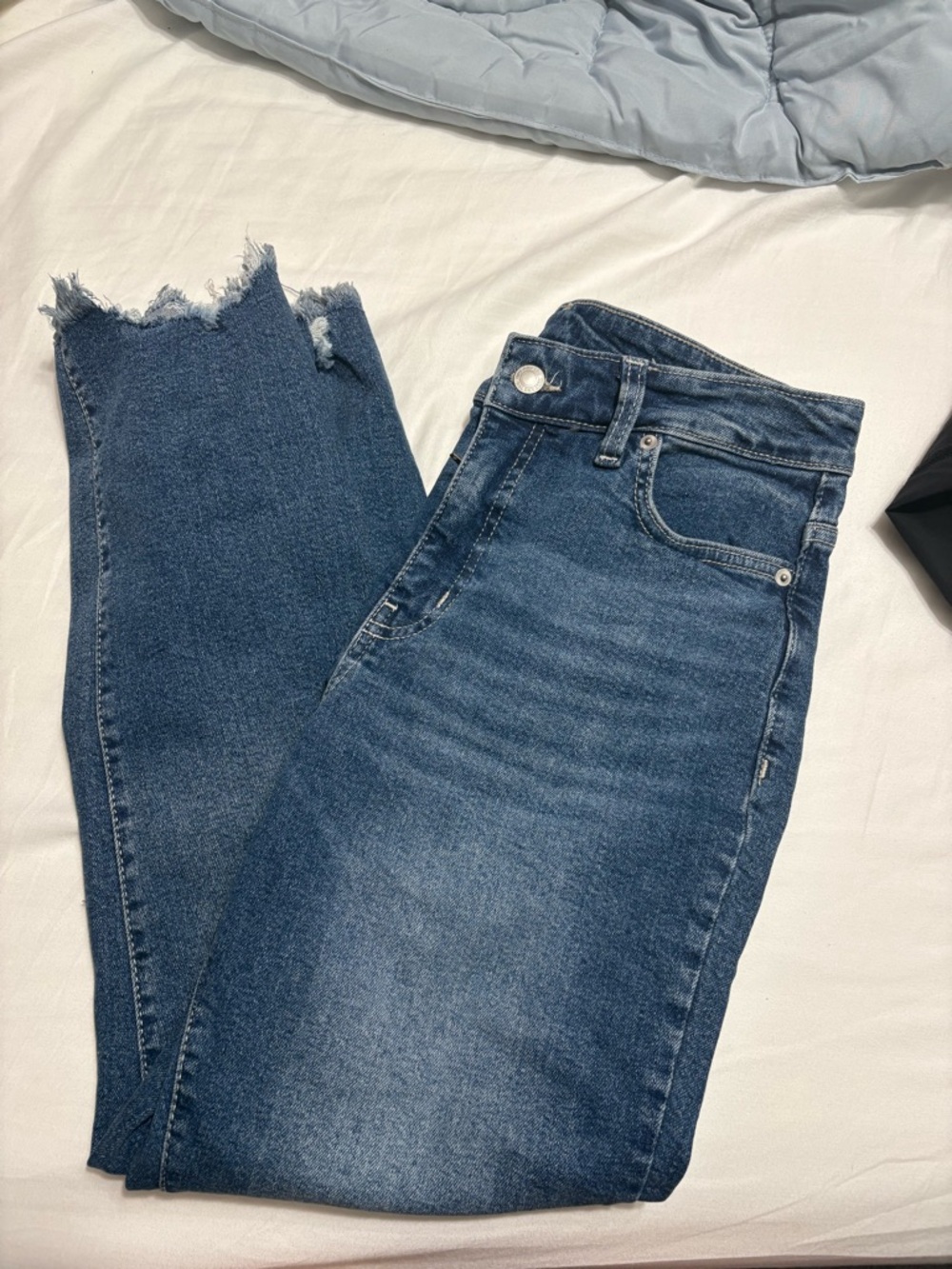 Time and Tru High-Rise Raw Hem Jeans - Medium Blue